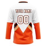 Custom Team Design White & Orange Colors Design Sports Hockey Jersey HK00EO010210
