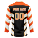 Custom Team Design Black & Orange Colors Design Sports Hockey Jersey HK00EO020110