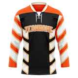 Custom Team Design Black & Orange Colors Design Sports Hockey Jersey HK00EO020110