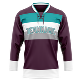 Custom Team Design Maroon & White Colors Design Sports Hockey Jersey HK00EO030802