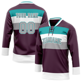 Custom Team Design Maroon & White Colors Design Sports Hockey Jersey HK00EO030802