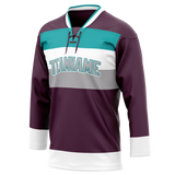 Custom Team Design Maroon & White Colors Design Sports Hockey Jersey HK00EO030802