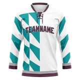 Custom Team Design White & Teal Colors Design Sports Hockey Jersey HK00AD040217