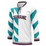 Custom Team Design White & Teal Colors Design Sports Hockey Jersey HK00AD040217