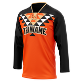 Custom Team Design Orange & Black Colors Design Sports Hockey Jersey HK00EO051001