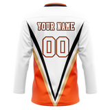 Custom Team Design White & Orange Colors Design Sports Hockey Jersey HK00AD060210