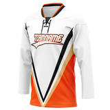 Custom Team Design White & Orange Colors Design Sports Hockey Jersey HK00AD060210