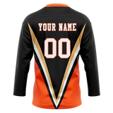 Custom Team Design Black & Orange Colors Design Sports Hockey Jersey HK00EO070110