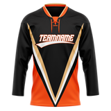 Custom Team Design Black & Orange Colors Design Sports Hockey Jersey HK00AD070110