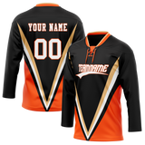 Custom Team Design Black & Orange Colors Design Sports Hockey Jersey