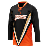 Custom Team Design Black & Orange Colors Design Sports Hockey Jersey HK00EO070110