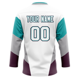 Custom Team Design White & Teal Colors Design Sports Hockey Jersey HK00AD080217