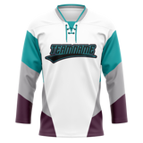 Custom Team Design White & Teal Colors Design Sports Hockey Jersey HK00AD080217