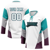 Custom Team Design White & Teal Colors Design Sports Hockey Jersey HK00AD080217