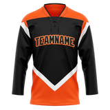 Custom Team Design Black & Orange Colors Design Sports Hockey Jersey HK00EO100110