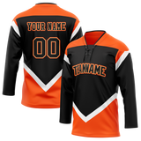 Custom Team Design Black & Orange Colors Design Sports Hockey Jersey