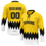 Custom Team Design Yellow & Black Colors Design Sports Hockey Jersey