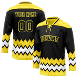 Custom Team Design Black & Yellow Colors Design Sports Hockey Jersey