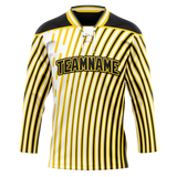 Custom Team Design White & Yellow Colors Design Sports Hockey Jersey HK00BB080212