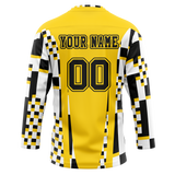 Custom Team Design Yellow & White Colors Design Sports Hockey Jersey HK00PP101202