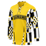 Custom Team Design Yellow & White Colors Design Sports Hockey Jersey HK00BB101202