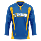 Custom Team Design Blue & Yellow Colors Design Sports Hockey Jersey HK00TML012012