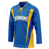 Custom Team Design Blue & Yellow Colors Design Sports Hockey Jersey HK00TML012012