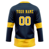 Custom Team Design Navy Blue & Yellow Colors Design Sports Hockey Jersey HK00TML031812