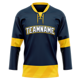 Custom Team Design Navy Blue & Yellow Colors Design Sports Hockey Jersey HK00TML031812