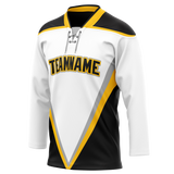 Custom Team Design White & Black Colors Design Sports Hockey Jersey HK00TML040201