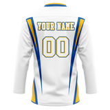 Custom Team Design White & Blue Colors Design Sports Hockey Jersey HK00BS060220