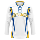 Custom Team Design White & Blue Colors Design Sports Hockey Jersey HK00BS060220