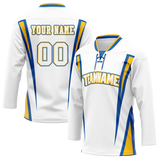 Custom Team Design White & Blue Colors Design Sports Hockey Jersey