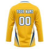 Custom Team Design Yellow & Blue Colors Design Sports Hockey Jersey HK00TML071220