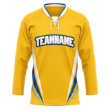 Custom Team Design Yellow & Blue Colors Design Sports Hockey Jersey HK00BS071220