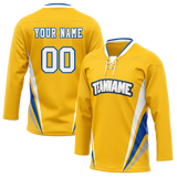 Custom Team Design Yellow & Blue Colors Design Sports Hockey Jersey