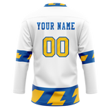 Custom Team Design White & Blue Colors Design Sports Hockey Jersey HK00BS080220