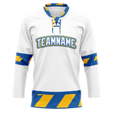 Custom Team Design White & Blue Colors Design Sports Hockey Jersey HK00BS080220