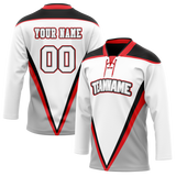 Custom Team Design White & Gray Colors Design Sports Hockey Jersey