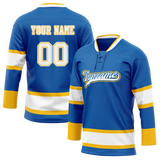 Custom Team Design Blue & Yellow Colors Design Sports Hockey Jersey HK00BS102012