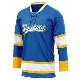 Custom Team Design Blue & Yellow Colors Design Sports Hockey Jersey HK00BS102012