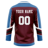 Custom Team Design Maroon & Blue Colors Design Sports Hockey Jersey HK00CA010820