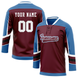 Custom Team Design Maroon & Blue Colors Design Sports Hockey Jersey HK00NYR010820