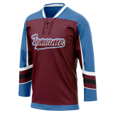 Custom Team Design Maroon & Blue Colors Design Sports Hockey Jersey HK00CA010820