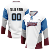 Custom Team Design White & Blue Colors Design Sports Hockey Jersey