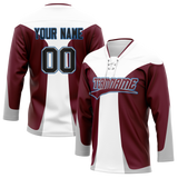 Custom Team Design White & Maroon Colors Design Sports Hockey Jersey HK00NYR040208