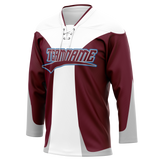 Custom Team Design White & Maroon Colors Design Sports Hockey Jersey HK00NYR040208