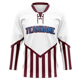 Custom Team Design White & Maroon Colors Design Sports Hockey Jersey HK00CA050208