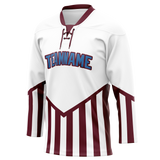 Custom Team Design White & Maroon Colors Design Sports Hockey Jersey HK00NYR050208