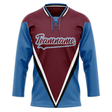 Custom Team Design Maroon & Blue Colors Design Sports Hockey Jersey HK00CA060820